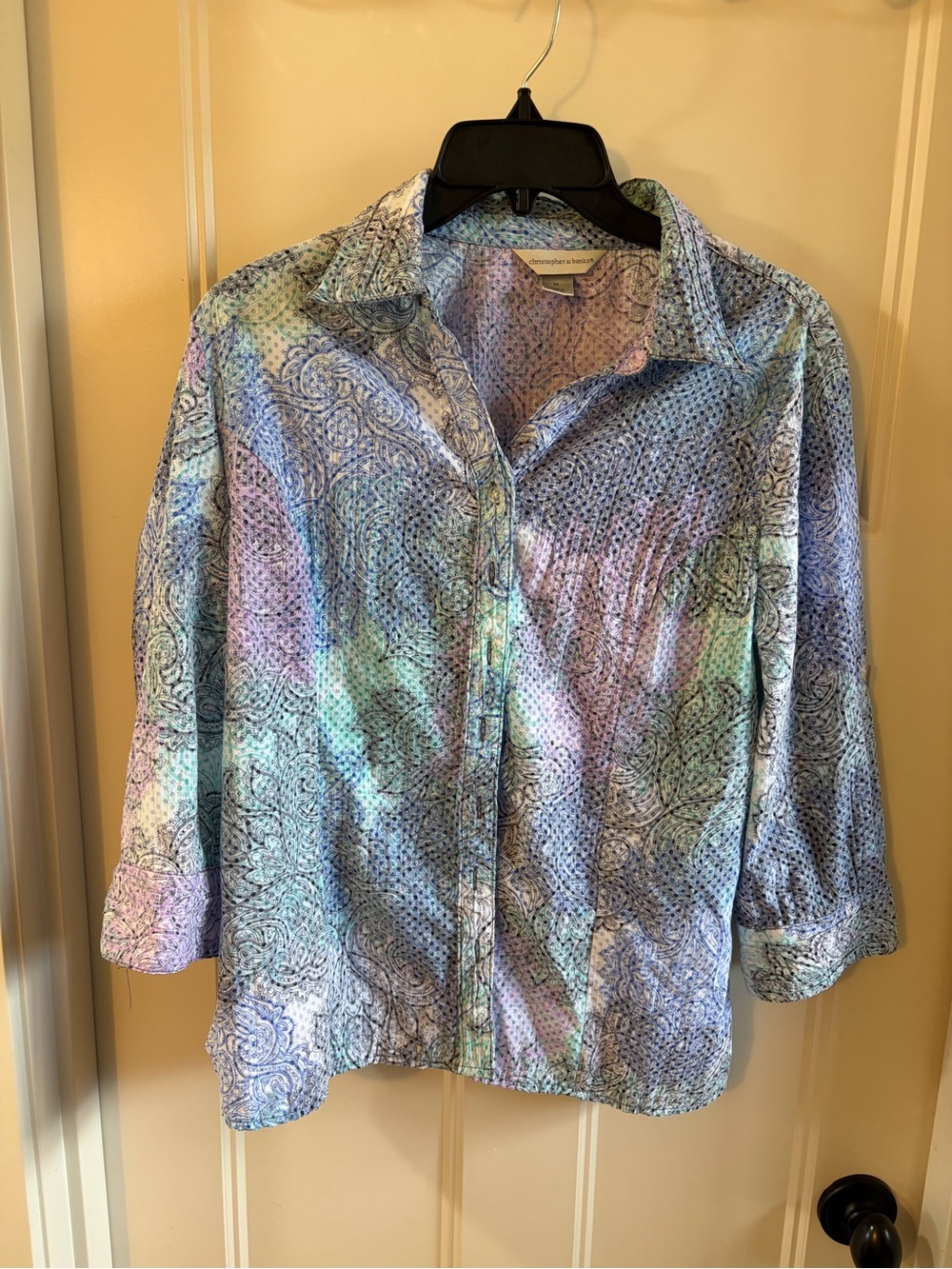 Christopher & Banks Pastel Blue Multi Button-Down Shirt